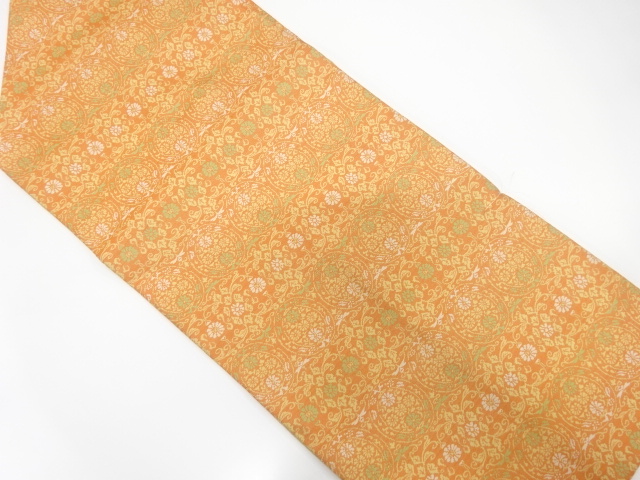 未使用品　丸文に花更紗模様織出し名古屋帯